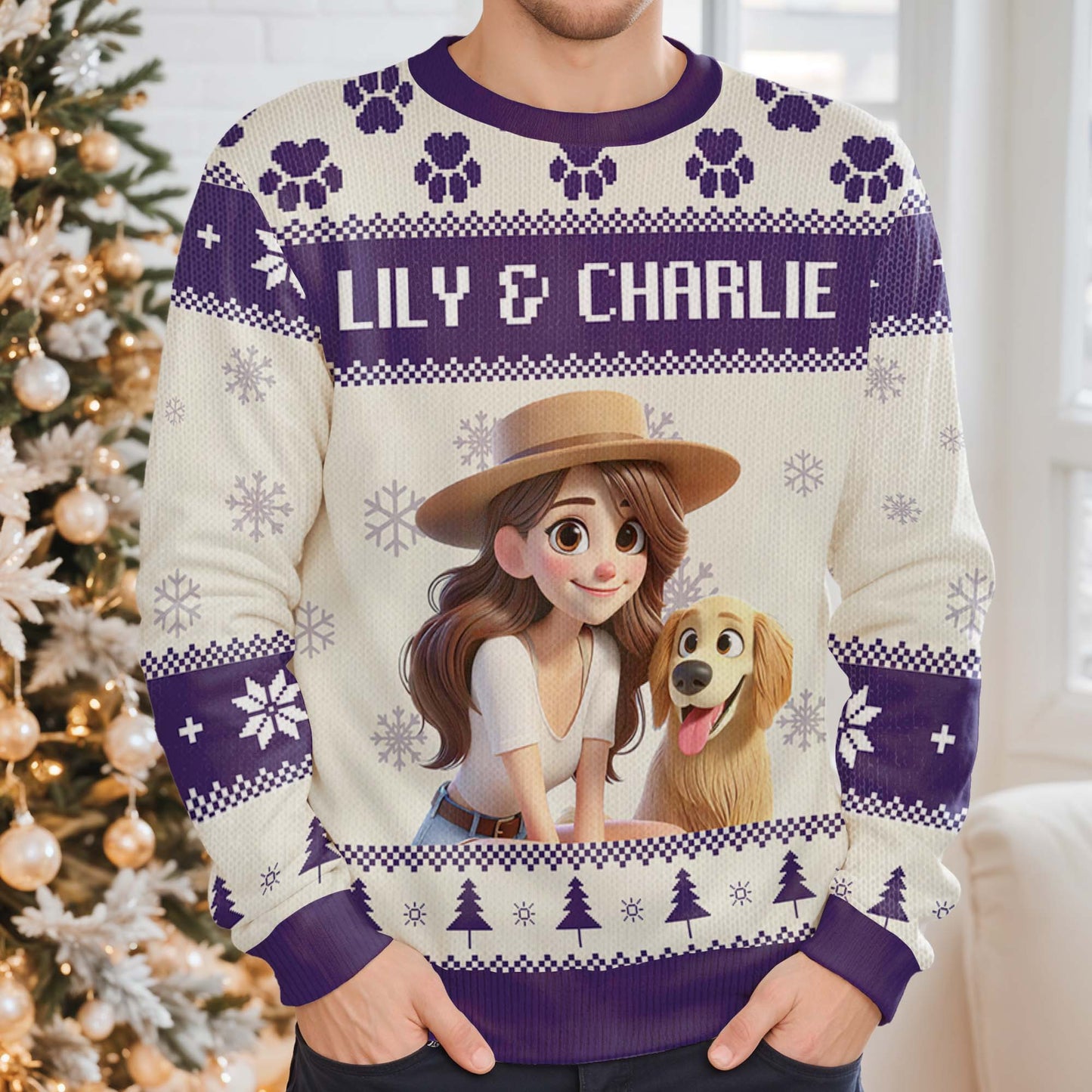 Celebrate The Joyful Bond Between You And Your Furry Friend - Personalized Custom Ugly Sweatshirt, Unisex Wool Jumper - PET028_TWS