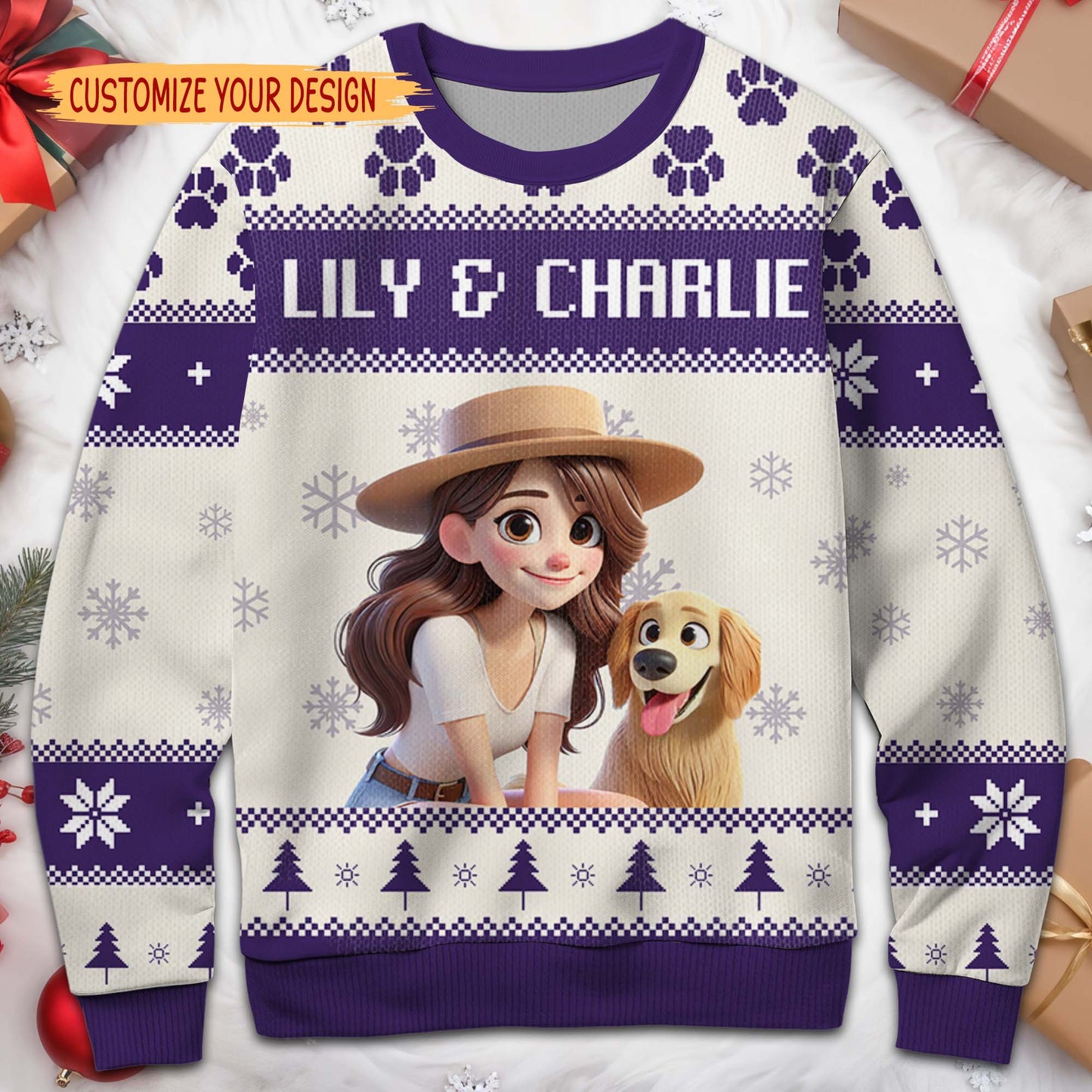 Celebrate The Joyful Bond Between You And Your Furry Friend - Personalized Custom Ugly Sweatshirt, Unisex Wool Jumper - PET028_TWS