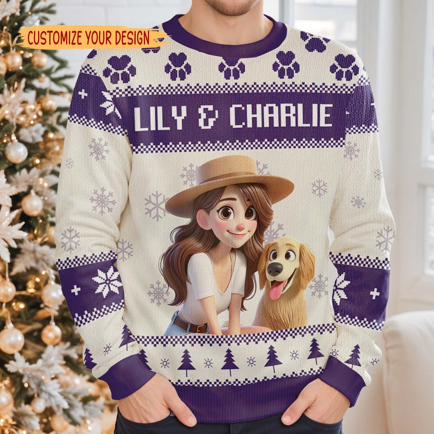 Celebrate The Joyful Bond Between You And Your Furry Friend - Personalized Custom Ugly Sweatshirt, Unisex Wool Jumper - PET028_TWS