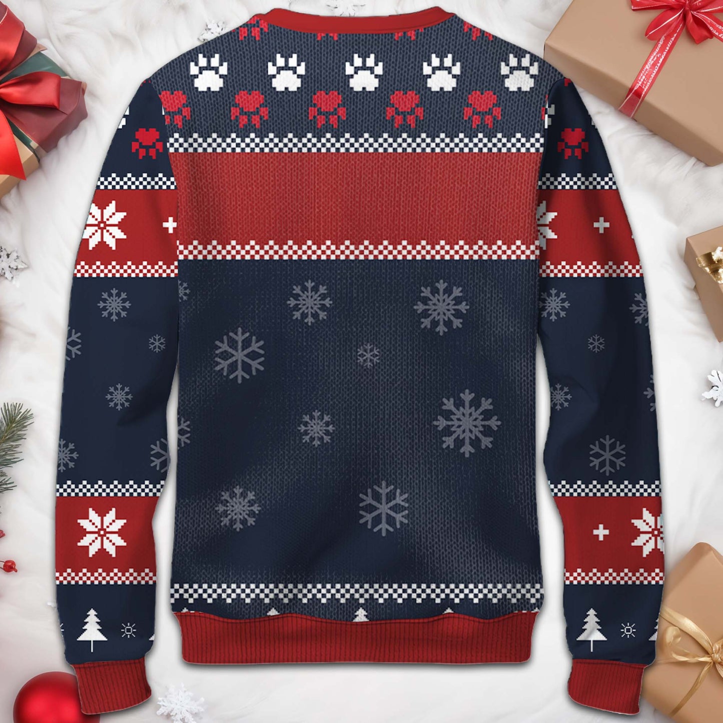 Feliz Navidog Ugly Christmas Sweater Featuring Cute Dog - Personalized Custom Ugly Sweatshirt, Unisex Wool Jumper - PET055_TWS