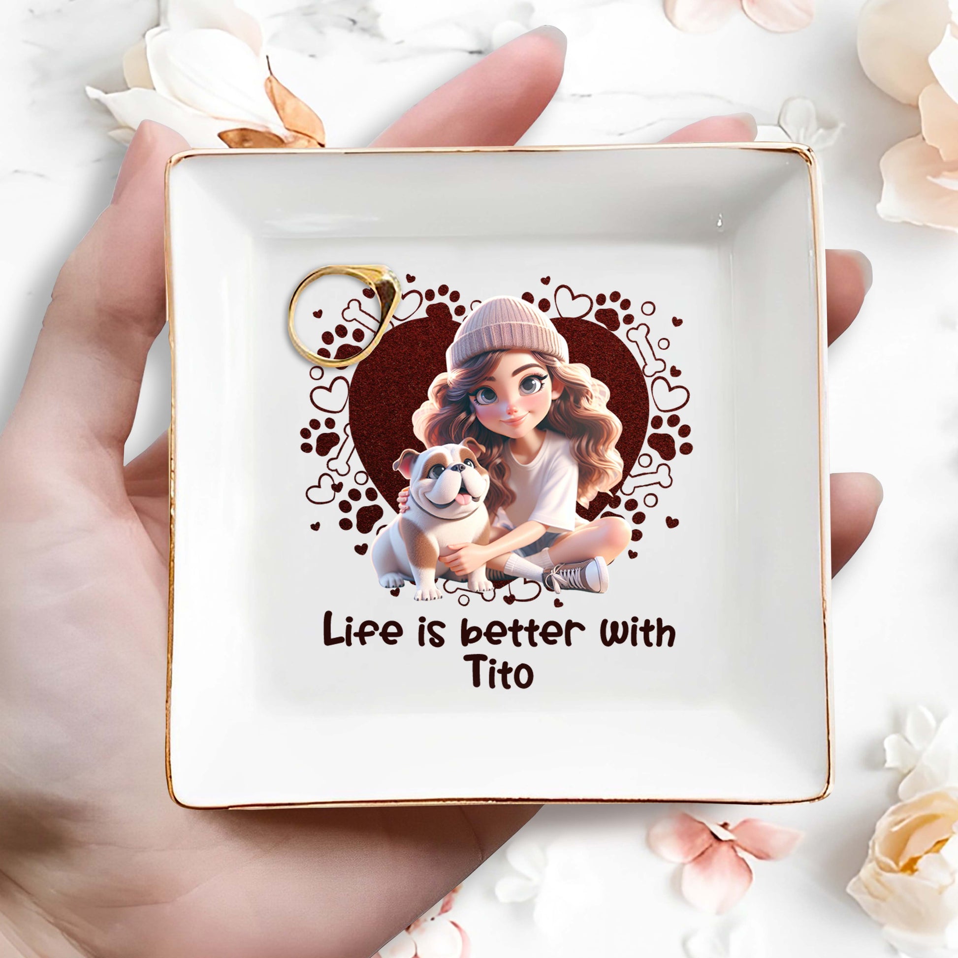 Life Is Better With Your Furry Friend, Girl and Bulldog Design