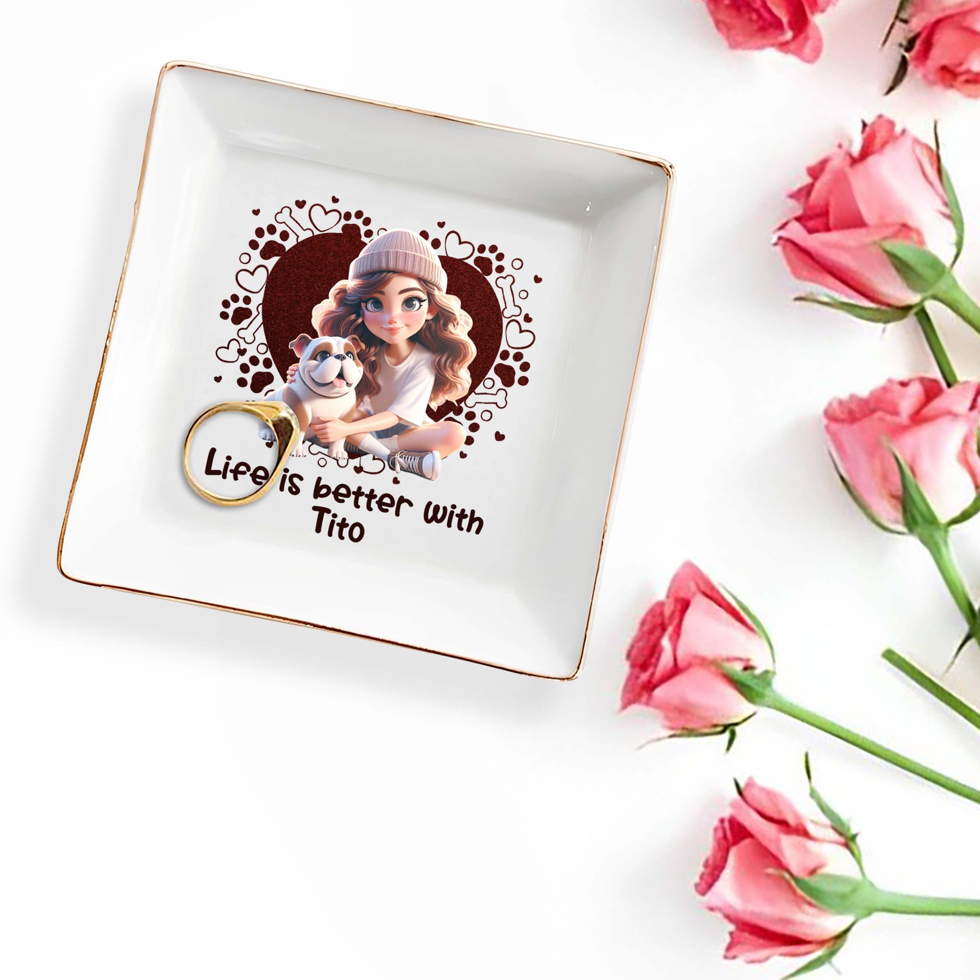 Life Is Better With Your Furry Friend, Girl and Bulldog Design