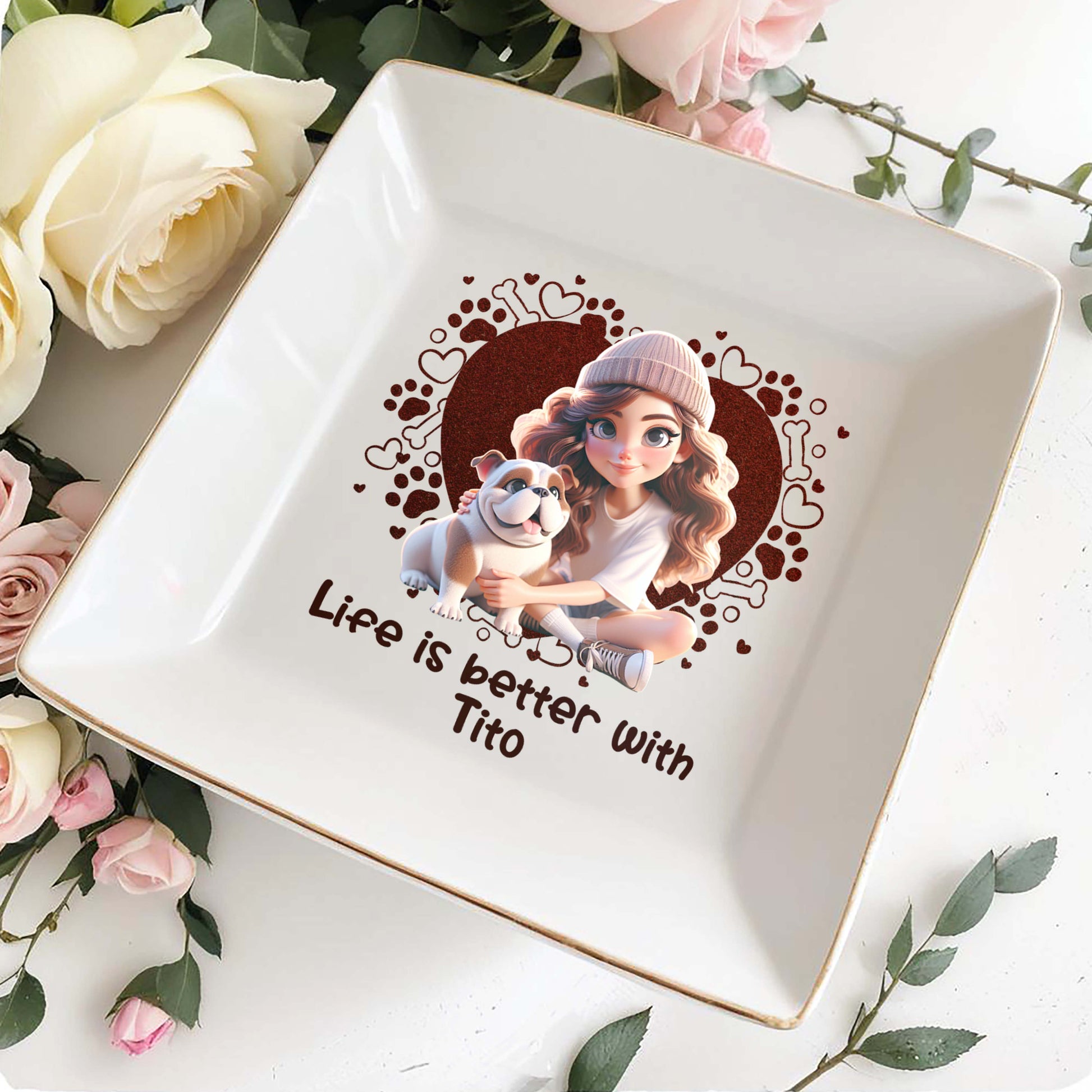 Life Is Better With Your Furry Friend, Girl and Bulldog Design