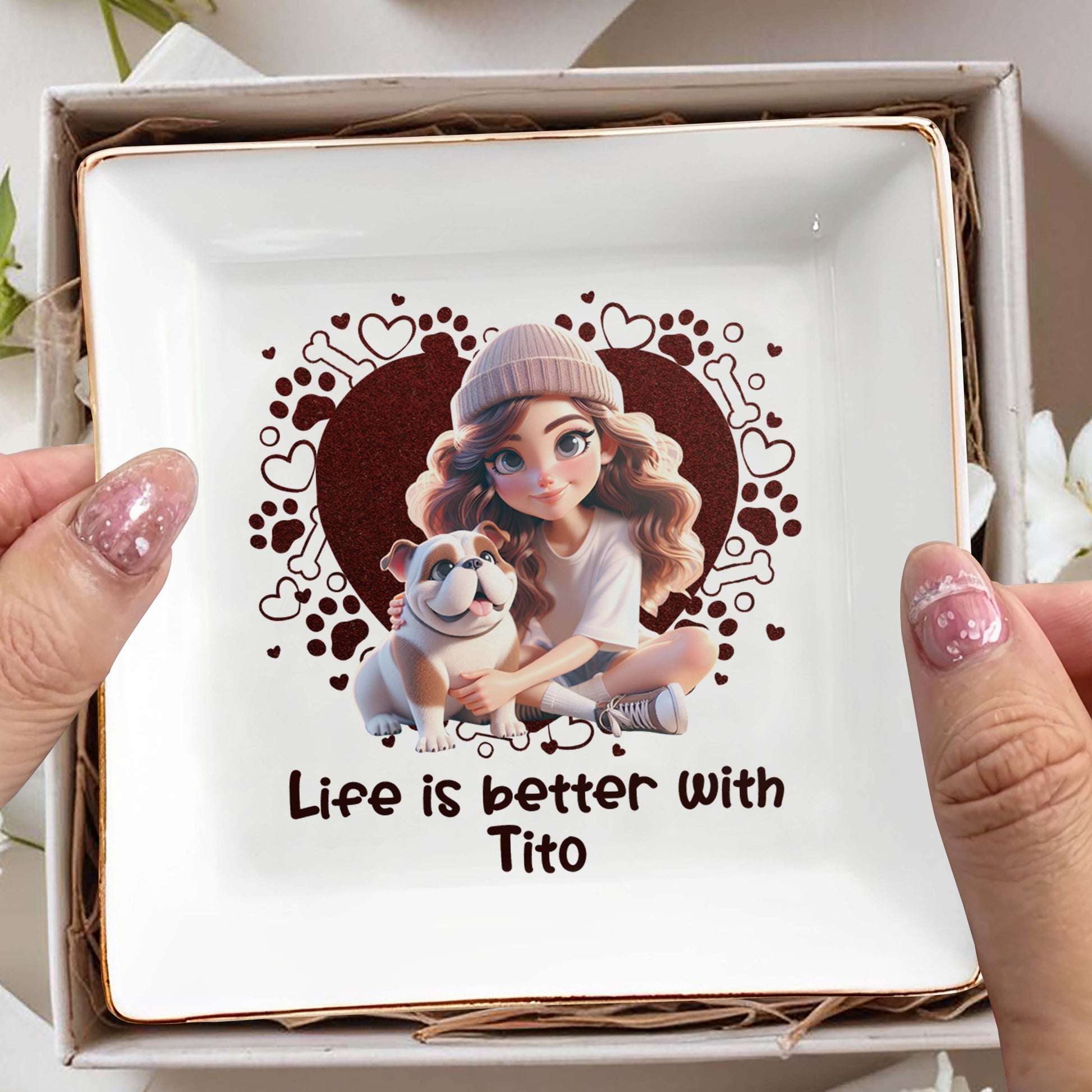 Life Is Better With Your Furry Friend, Girl and Bulldog Design