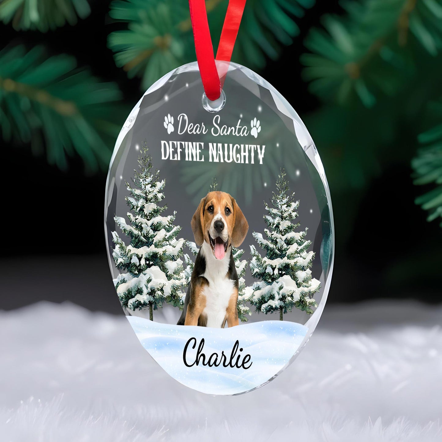 Dear Santa Define Naughty With Cute Dog and Snow Scene