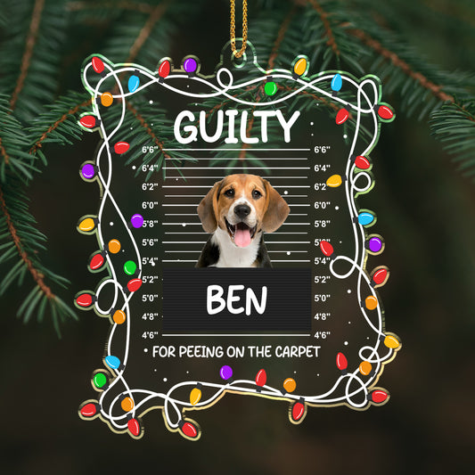 Guilty For Peeing On The Carpet Christmas Dog Ornament