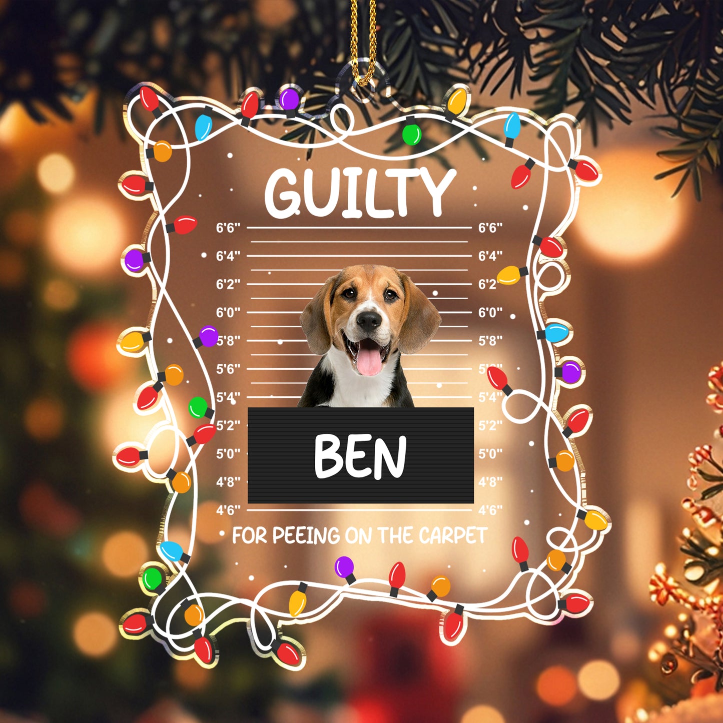 Guilty For Peeing On The Carpet Christmas Dog Ornament