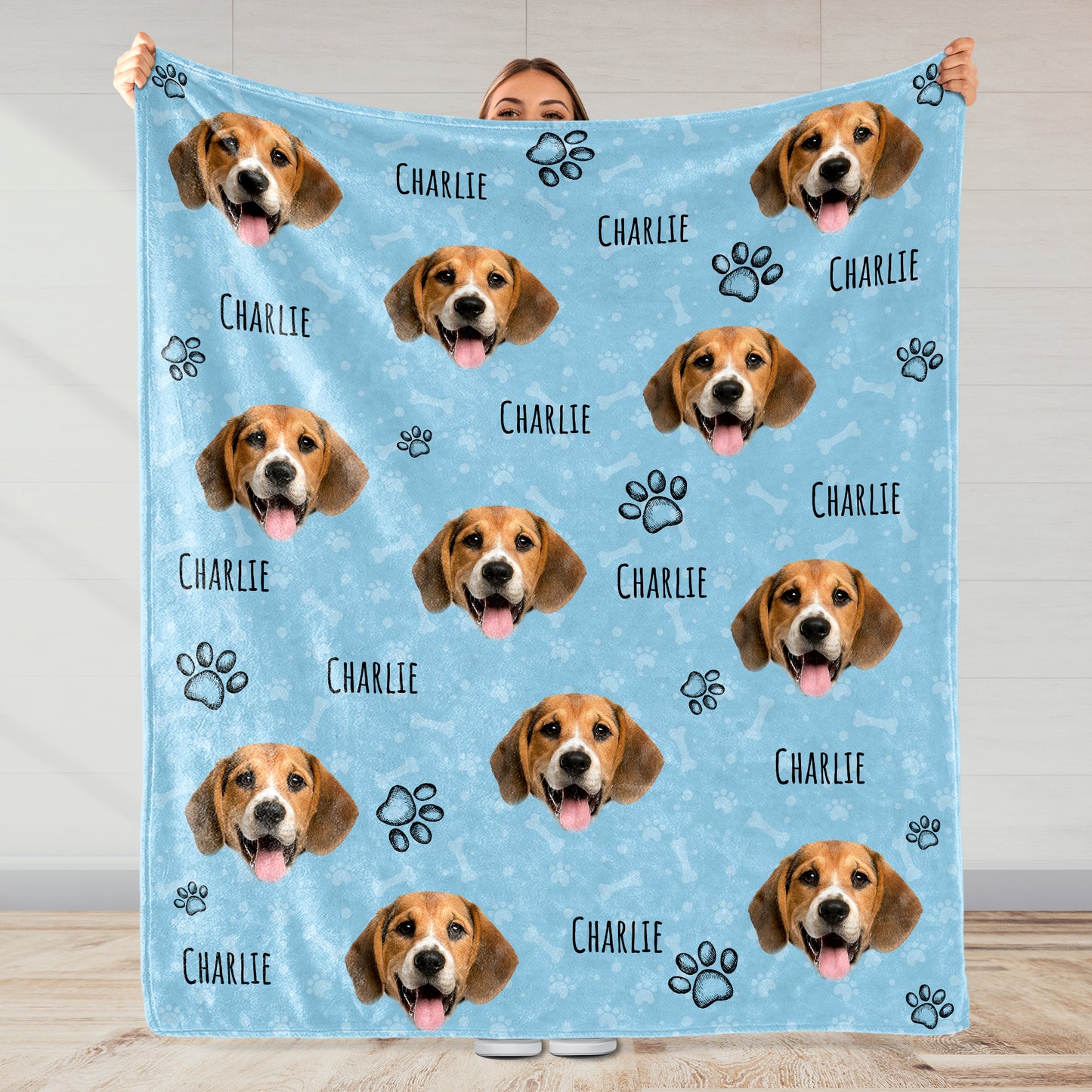 Joyful Dog Portraits And Paw Prints Blanket