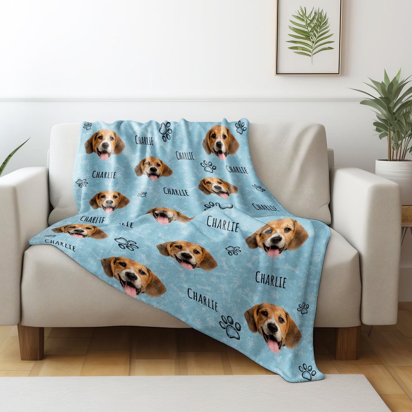 Joyful Dog Portraits And Paw Prints Blanket