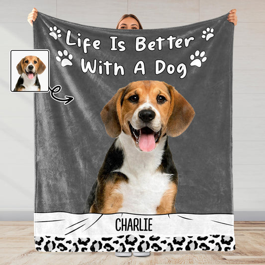 Life Is Better With A Dog Paw Prints Blanket