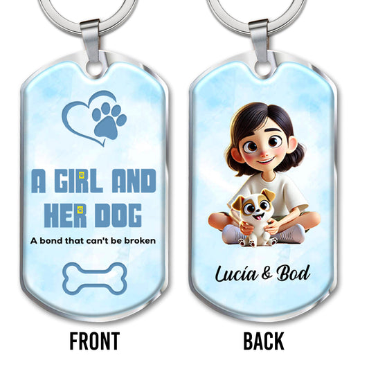 A Girl And Her Dog, A Bond That Can't Be Broken Keychain