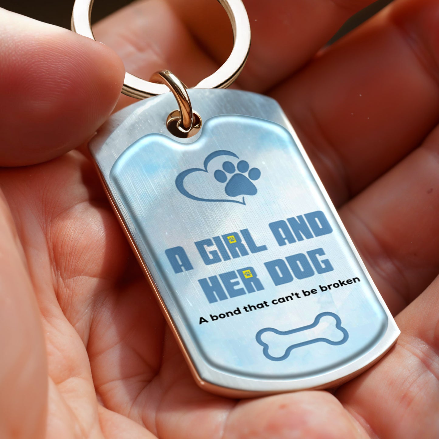 A Girl And Her Dog, A Bond That Can't Be Broken Keychain