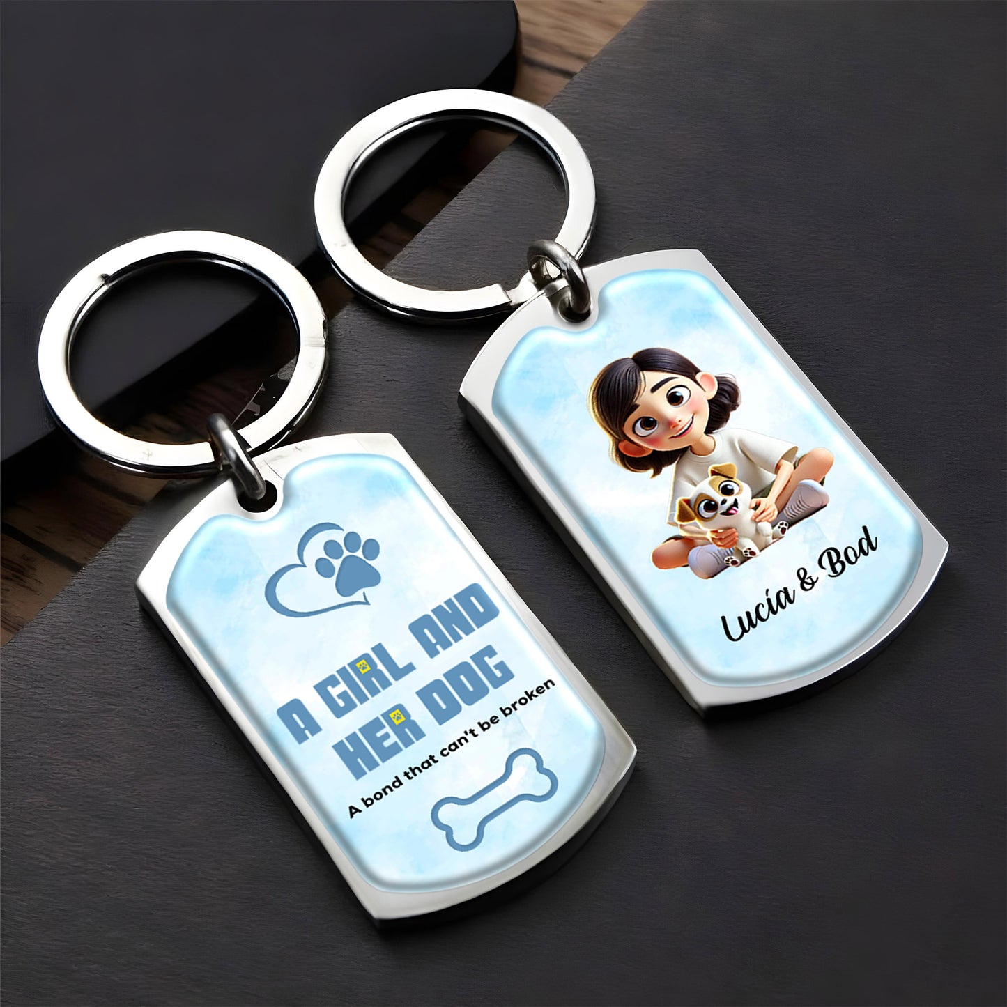 A Girl And Her Dog, A Bond That Can't Be Broken Keychain