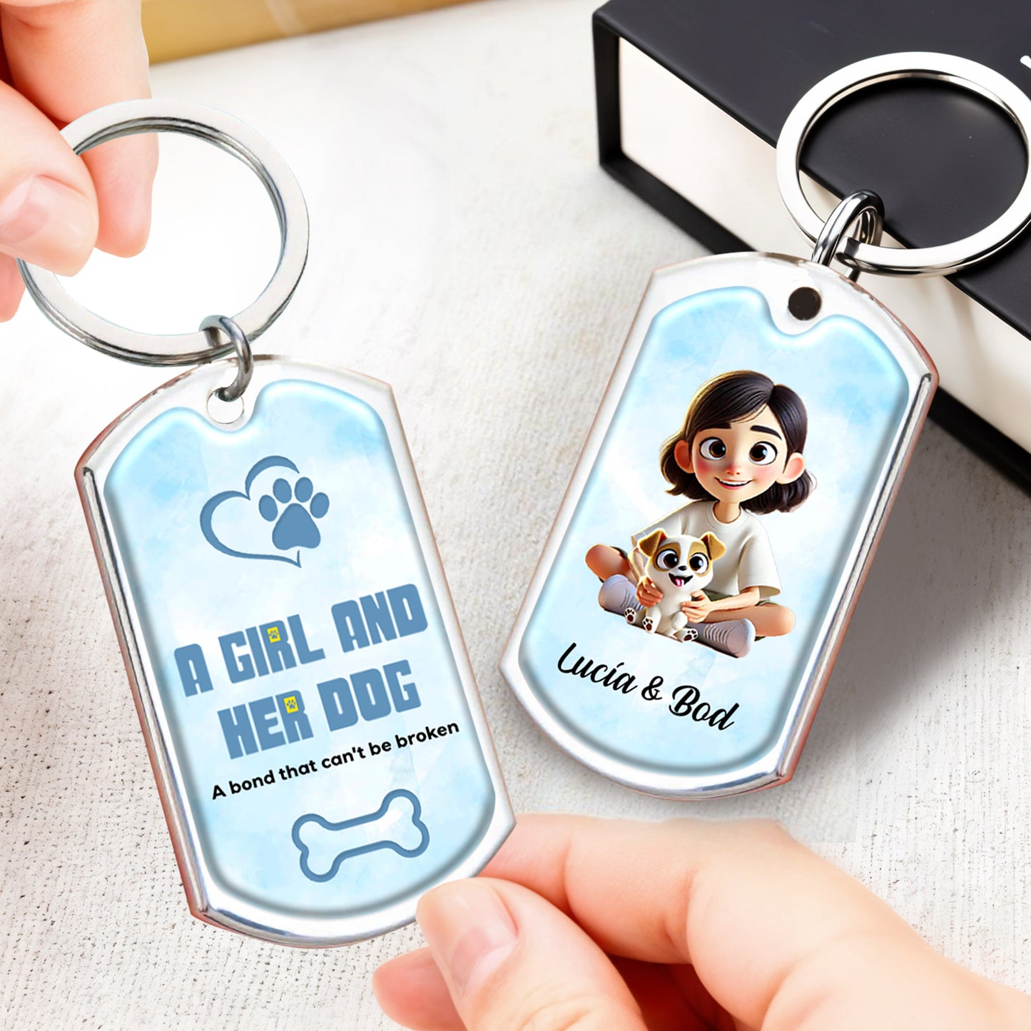 A Girl And Her Dog, A Bond That Can't Be Broken Keychain