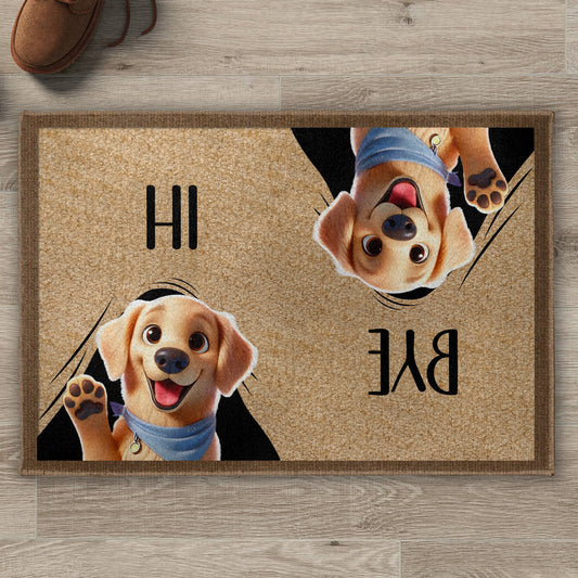 Hi Bye Cute Dogs Paw Prints Doormat