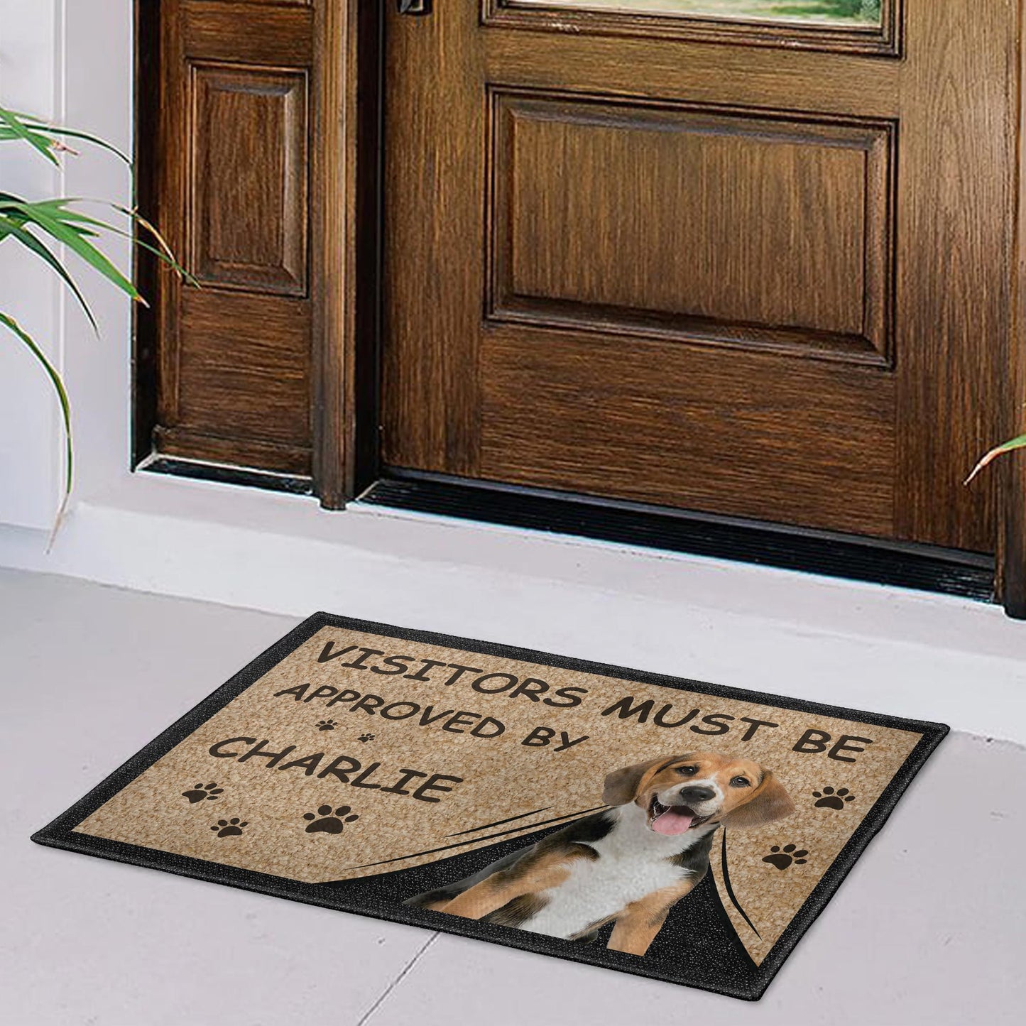 Visitors Must Be Approved, Customizable Doormat For Dog Lovers