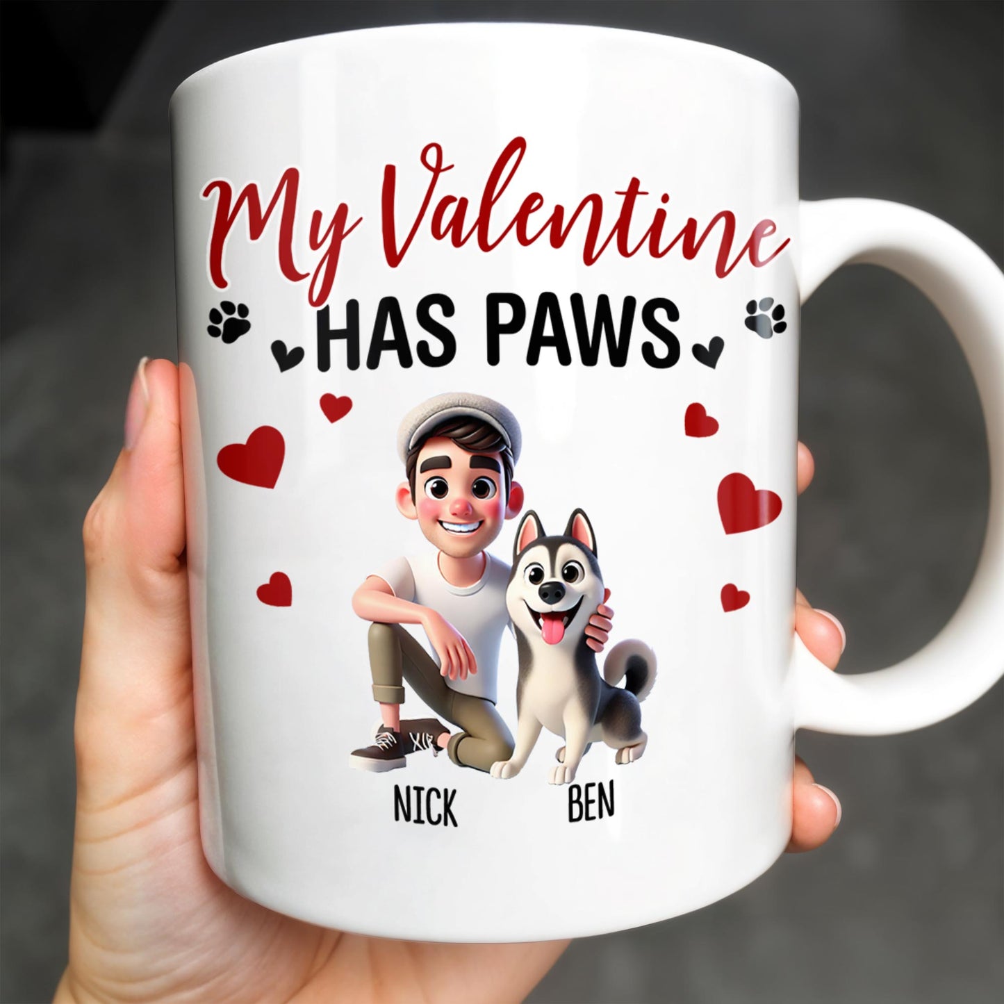 My Valentine Has Paws Featuring Girl And Dog