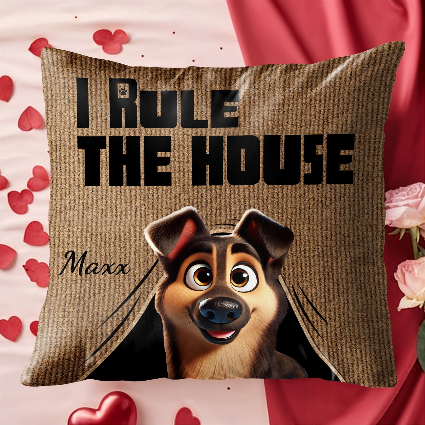 I Rule The House Dog Illustration Pillow