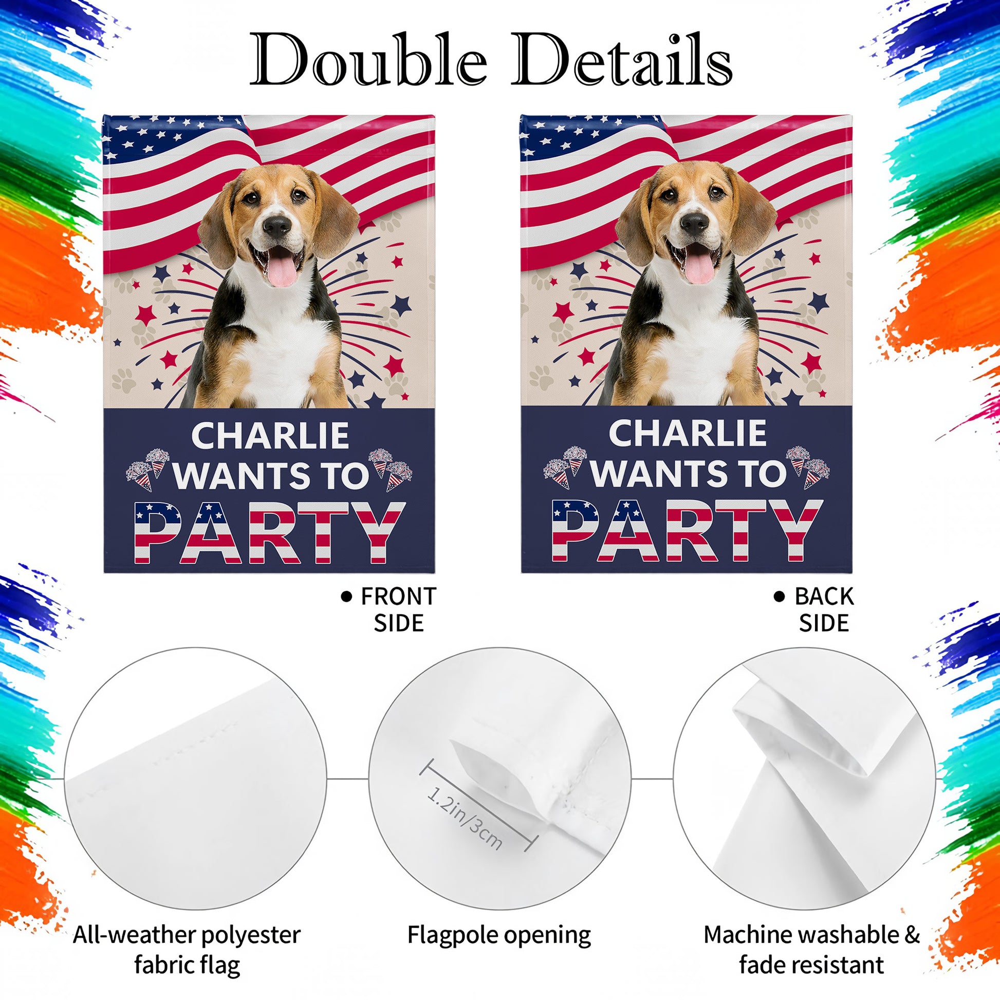 Charlie Wants To Party With American Flag And Paw Prints