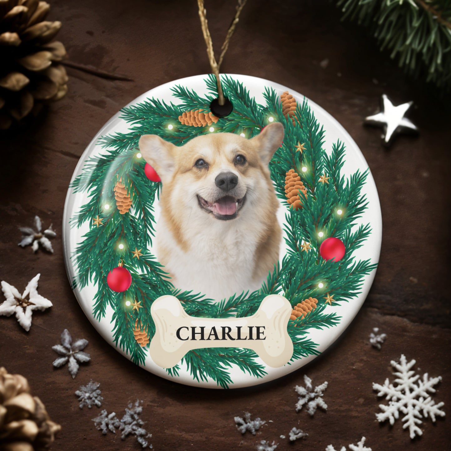 Celebrate With Our Dog Surrounded By Christmas Decor