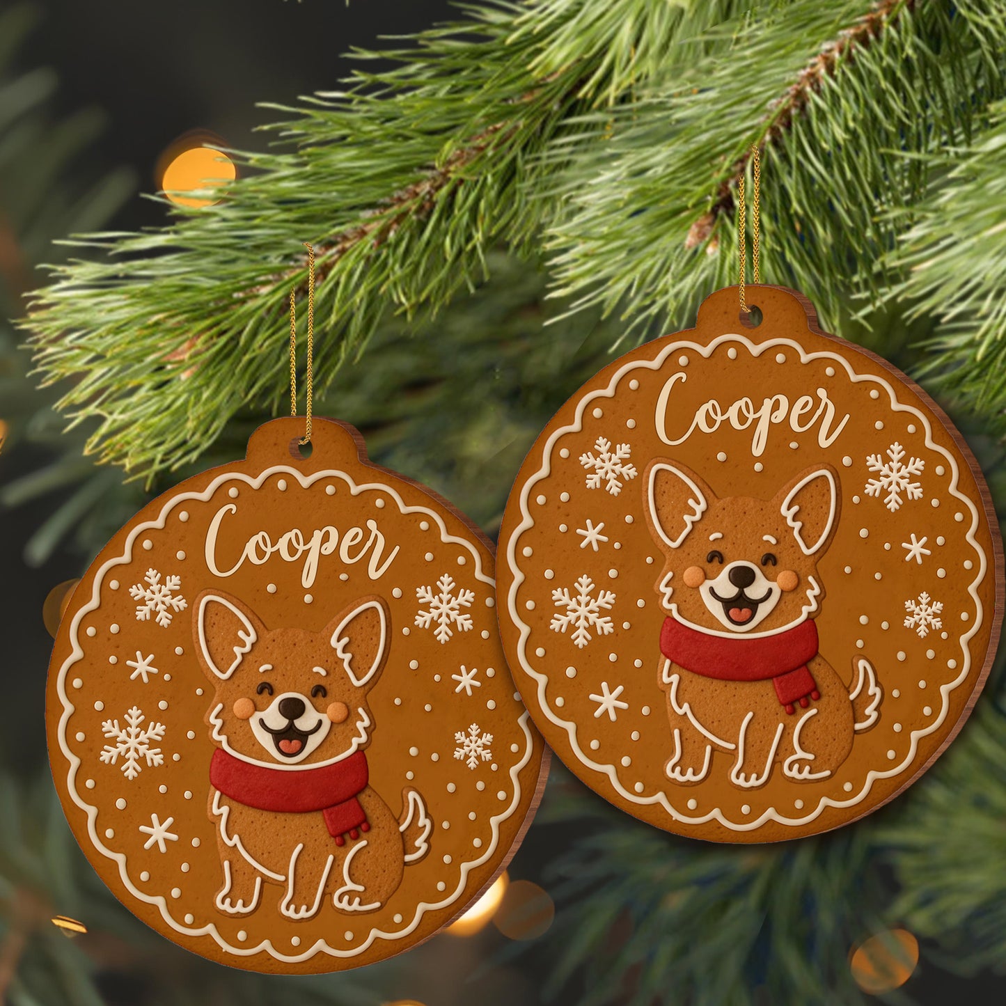 Cheerful Dog With Festive Scarf And Snowflakes