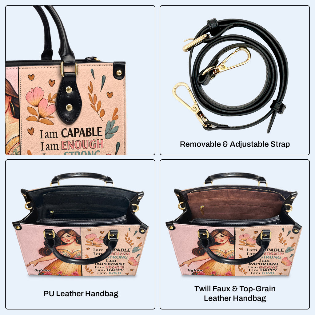 Je suis capable - Sac à main en cuir personnalisé - PG01