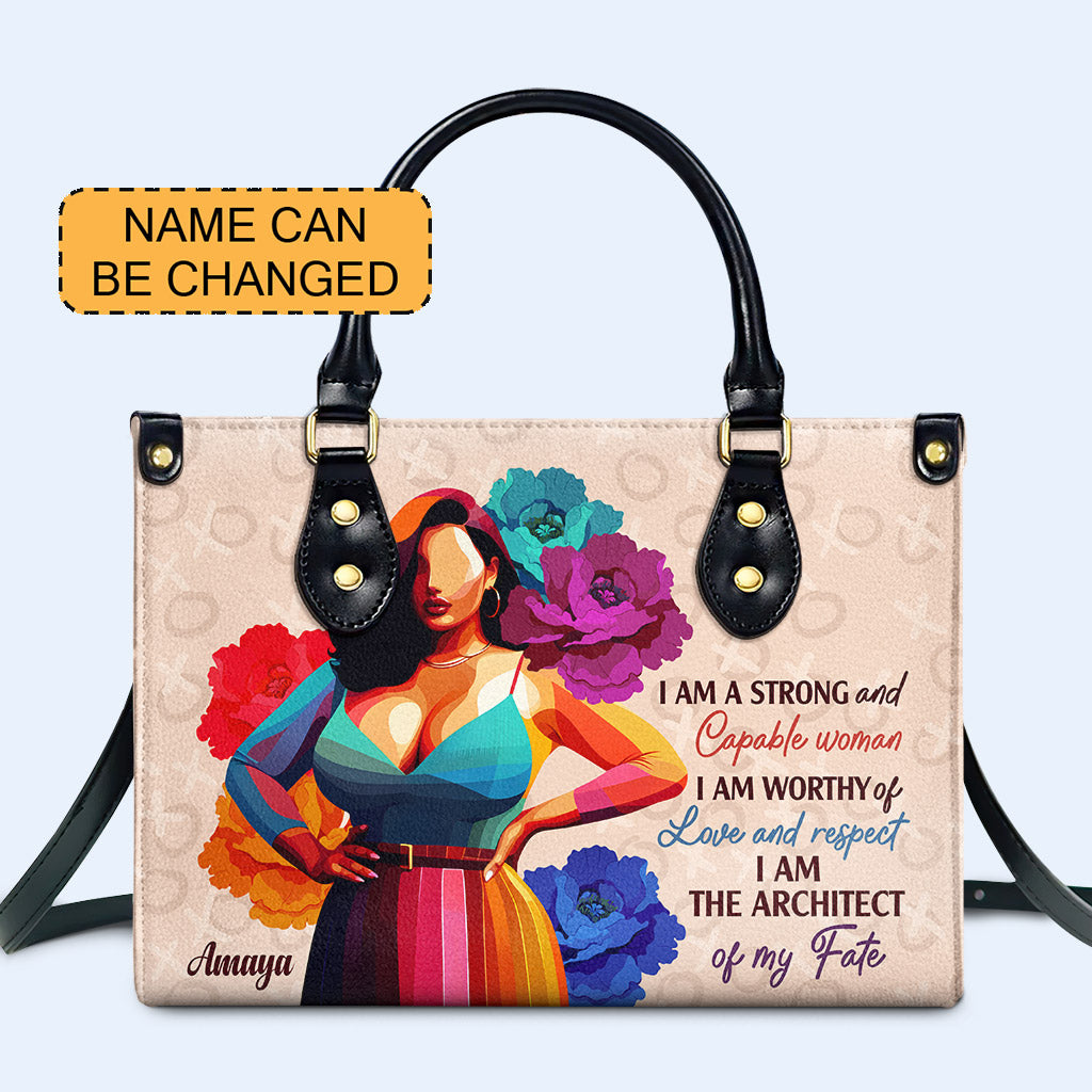 Je suis une femme forte et capable - Sac à main en cuir personnalisé - PG04
