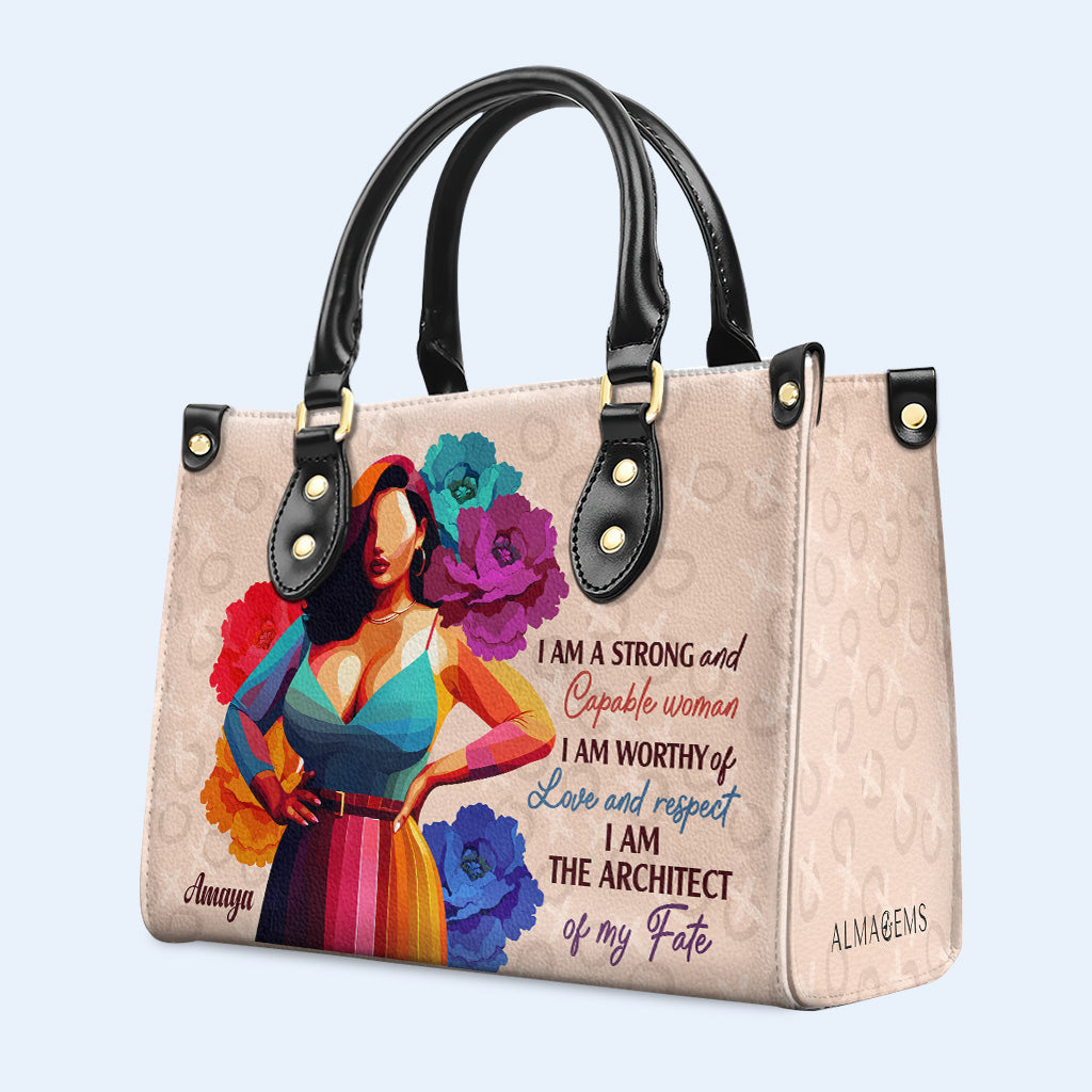 Je suis une femme forte et capable - Sac à main en cuir personnalisé - PG04
