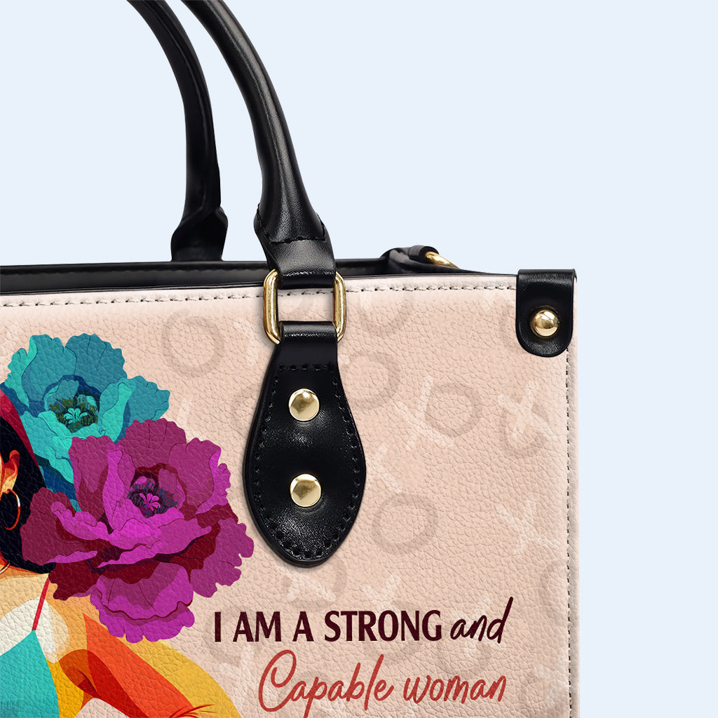Je suis une femme forte et capable - Sac à main en cuir personnalisé - PG04
