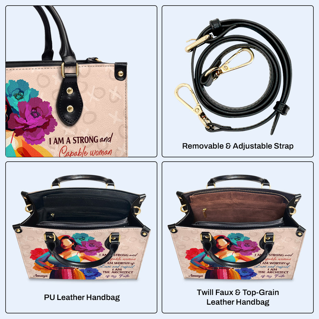 Je suis une femme forte et capable - Sac à main en cuir personnalisé - PG04