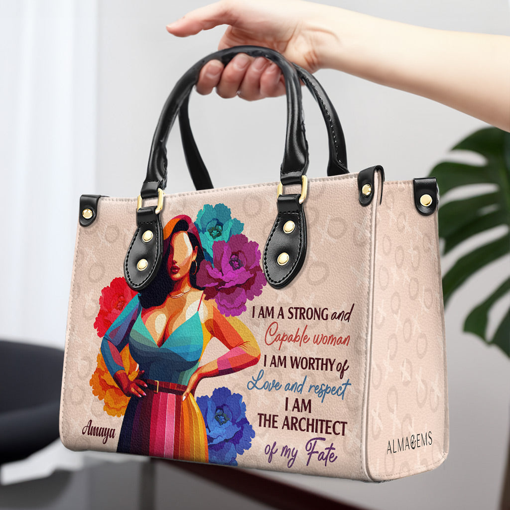 Je suis une femme forte et capable - Sac à main en cuir personnalisé - PG04