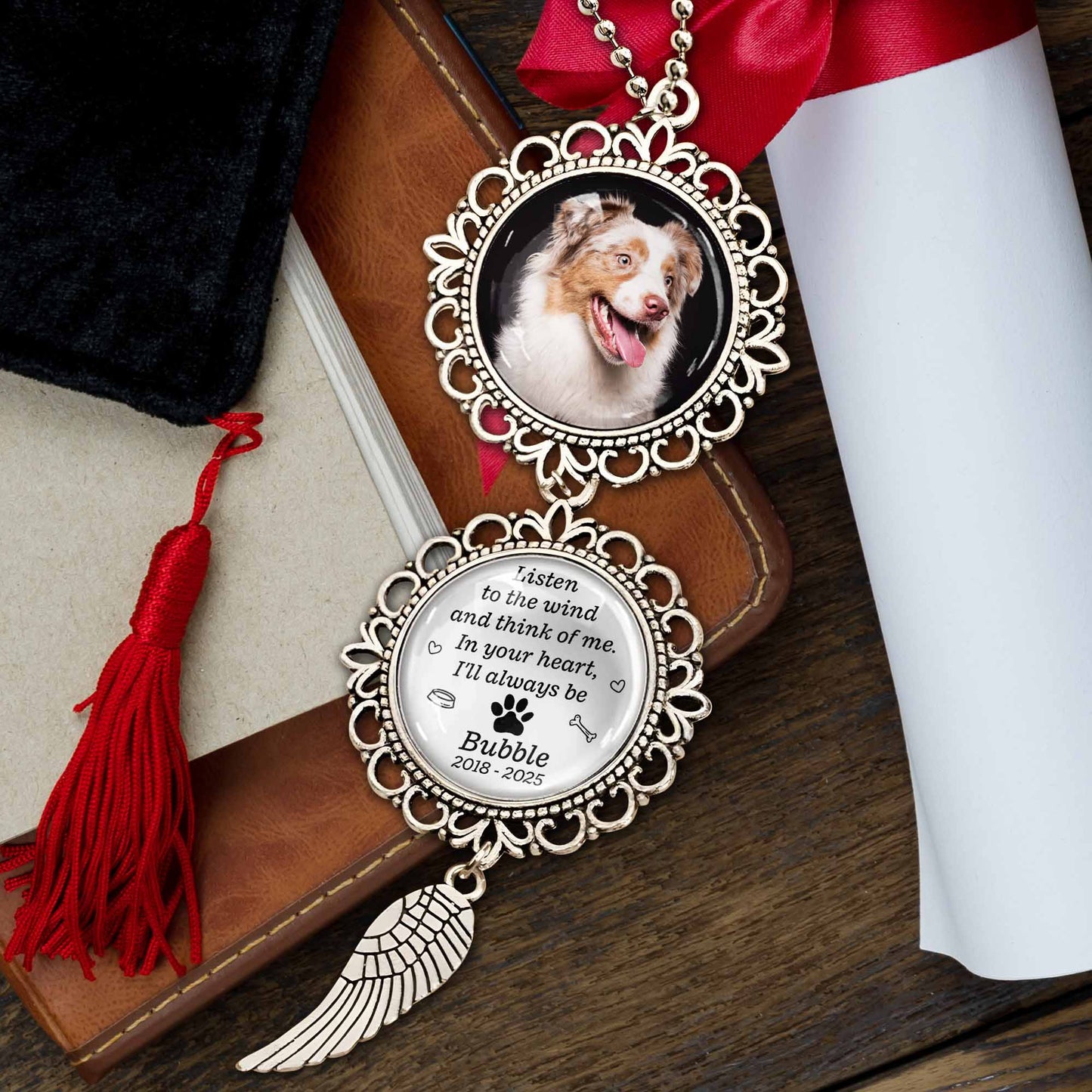 Listen To The Wind And Think Of Me, Angel Wing And Pendant Charm