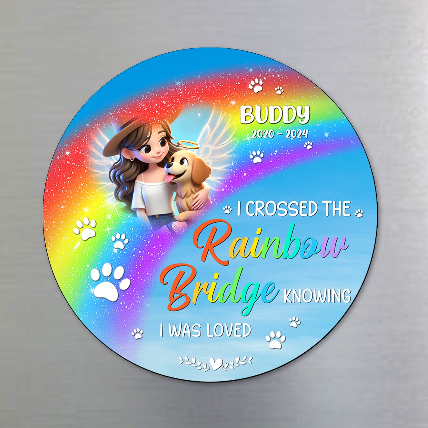 A Piece Of My Heart Is At The Rainbow Bridge Magnet - Personalized Custom Fridge Magnet - PME006_MAGN