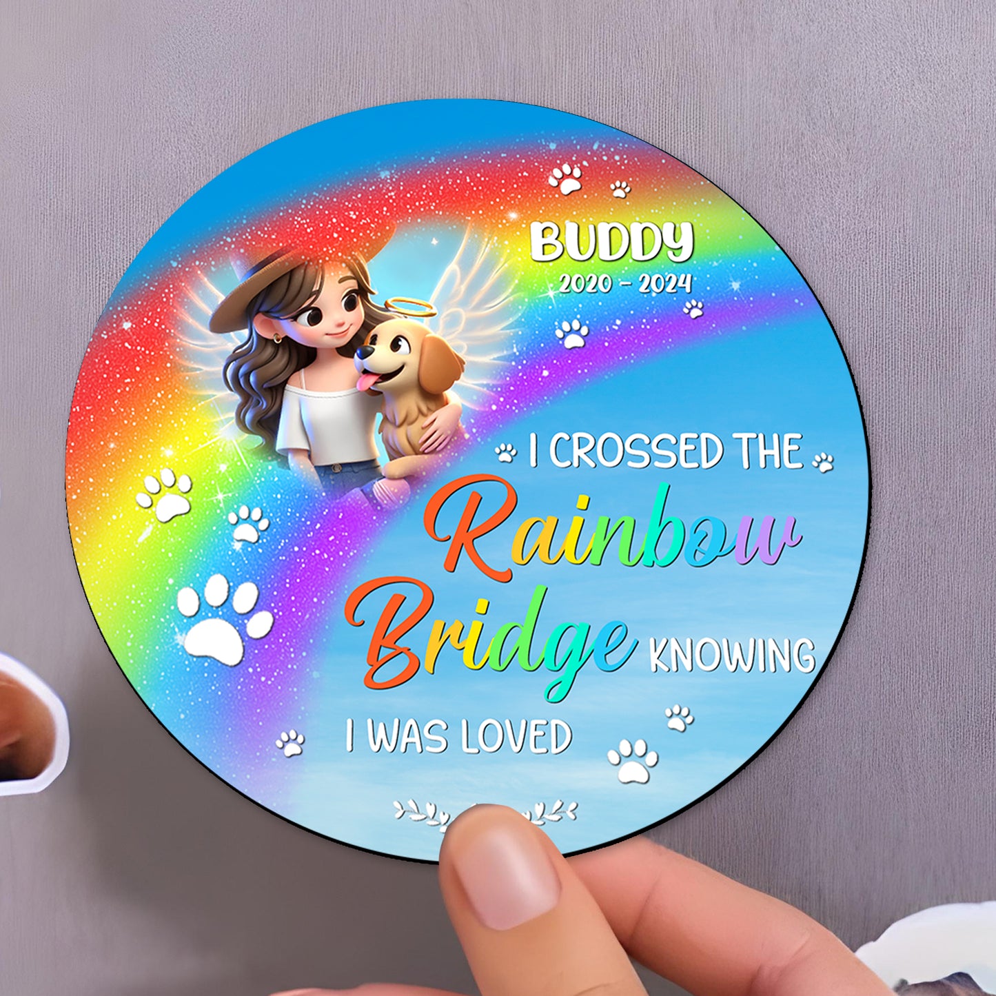 A Piece Of My Heart Is At The Rainbow Bridge Magnet - Personalized Custom Fridge Magnet - PME006_MAGN