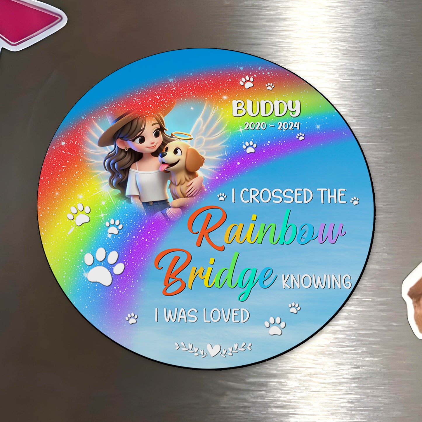 A Piece Of My Heart Is At The Rainbow Bridge Magnet - Personalized Custom Fridge Magnet - PME006_MAGN