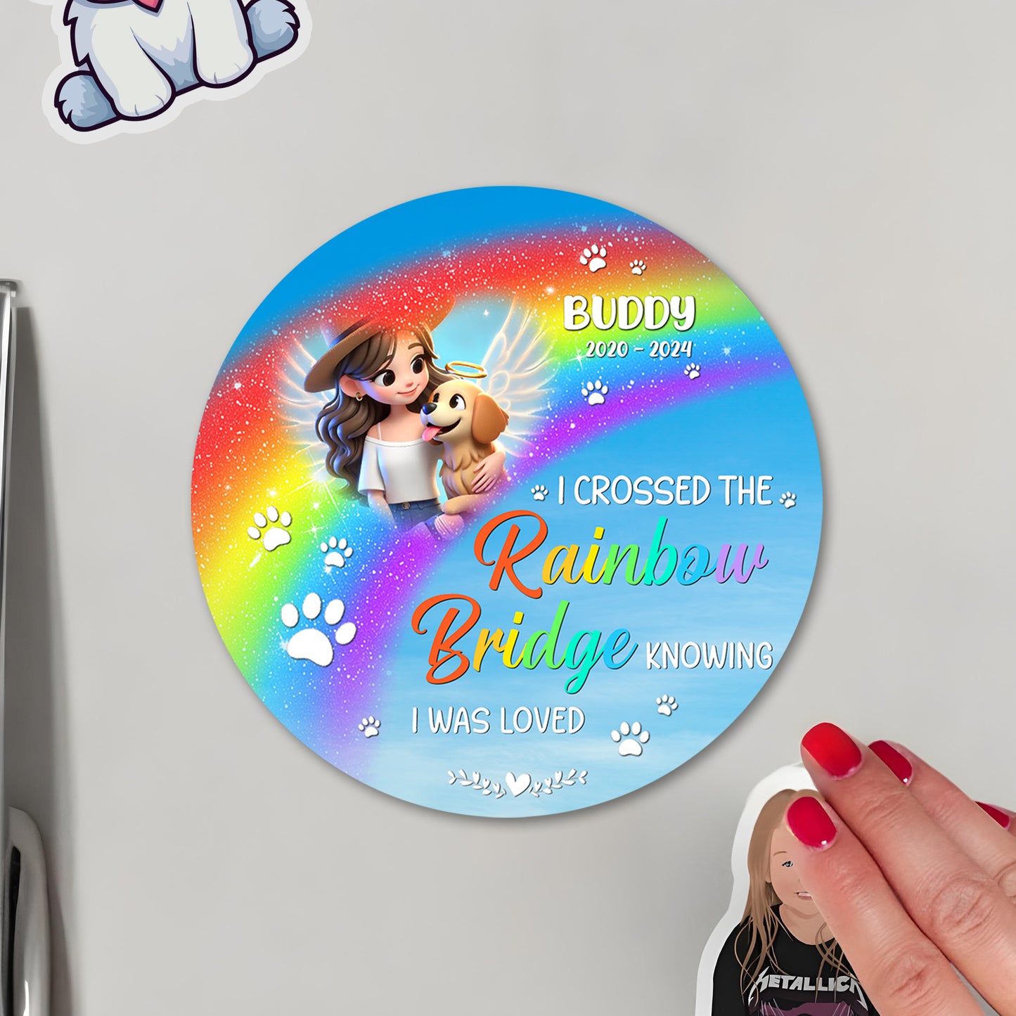 A Piece Of My Heart Is At The Rainbow Bridge Magnet - Personalized Custom Fridge Magnet - PME006_MAGN
