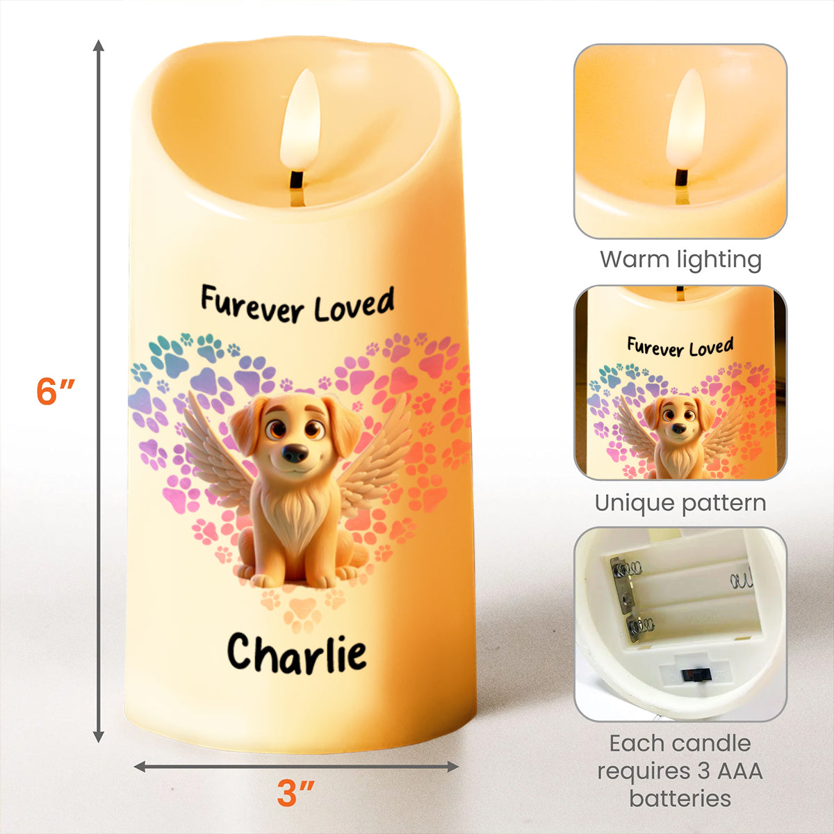 Furever Loved Paw Prints On My Heart Angel Dog Design