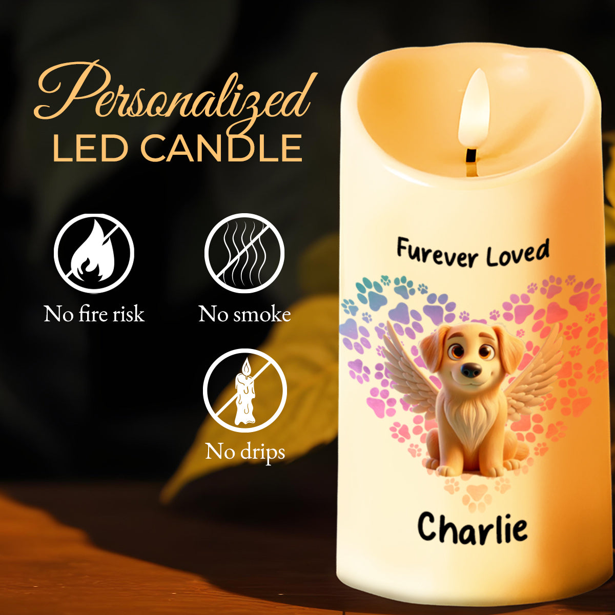 Furever Loved Paw Prints On My Heart Angel Dog Design