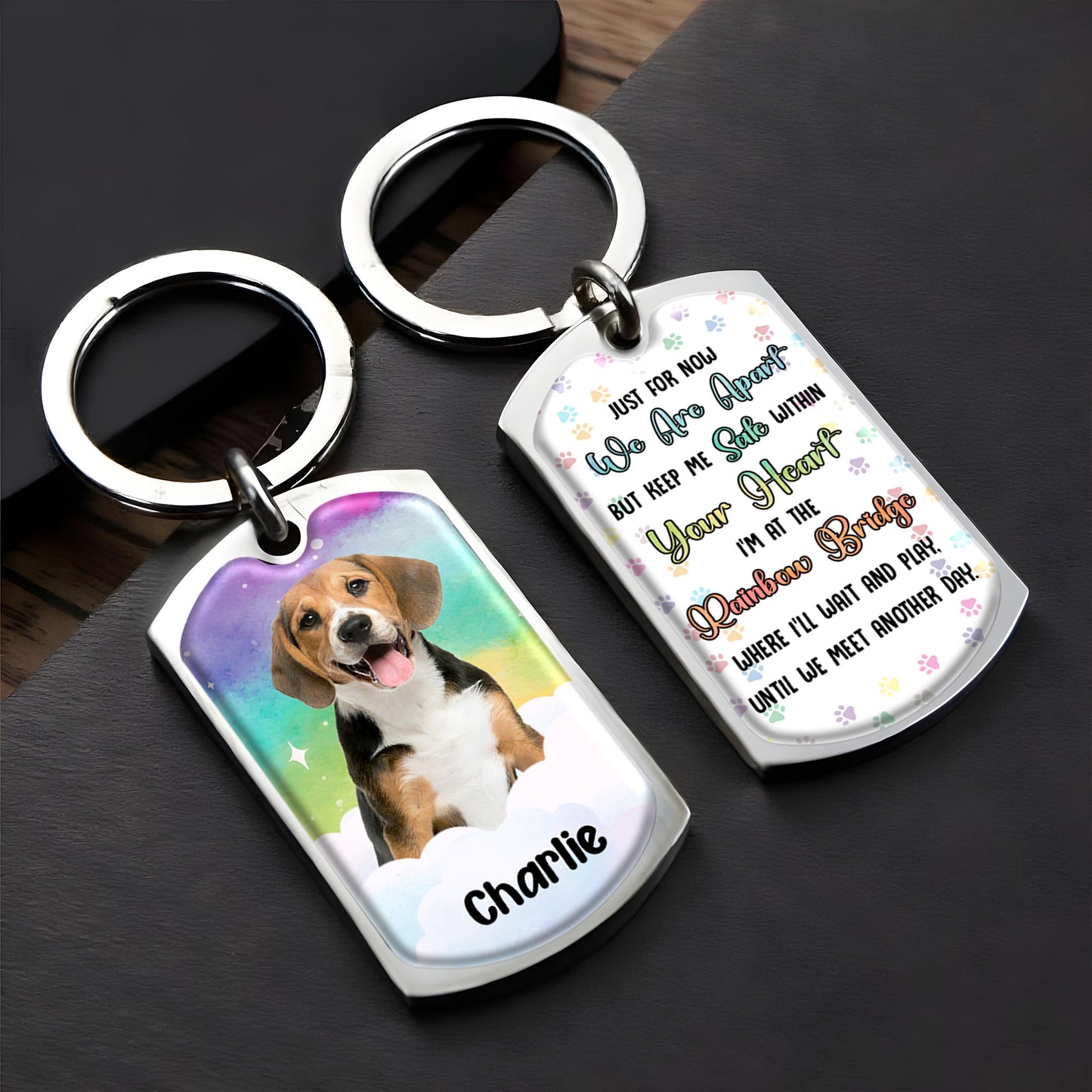 Just For Now We Are Apart, Dog at Rainbow Bridge With Paw Prints