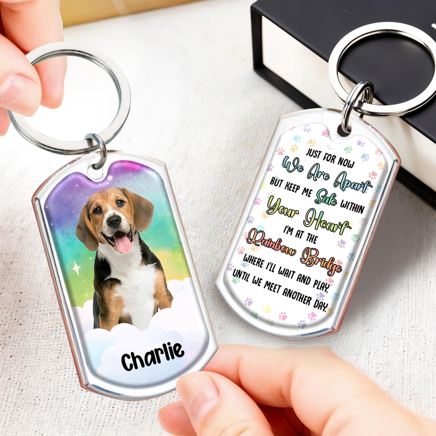 Just For Now We Are Apart, Dog at Rainbow Bridge With Paw Prints