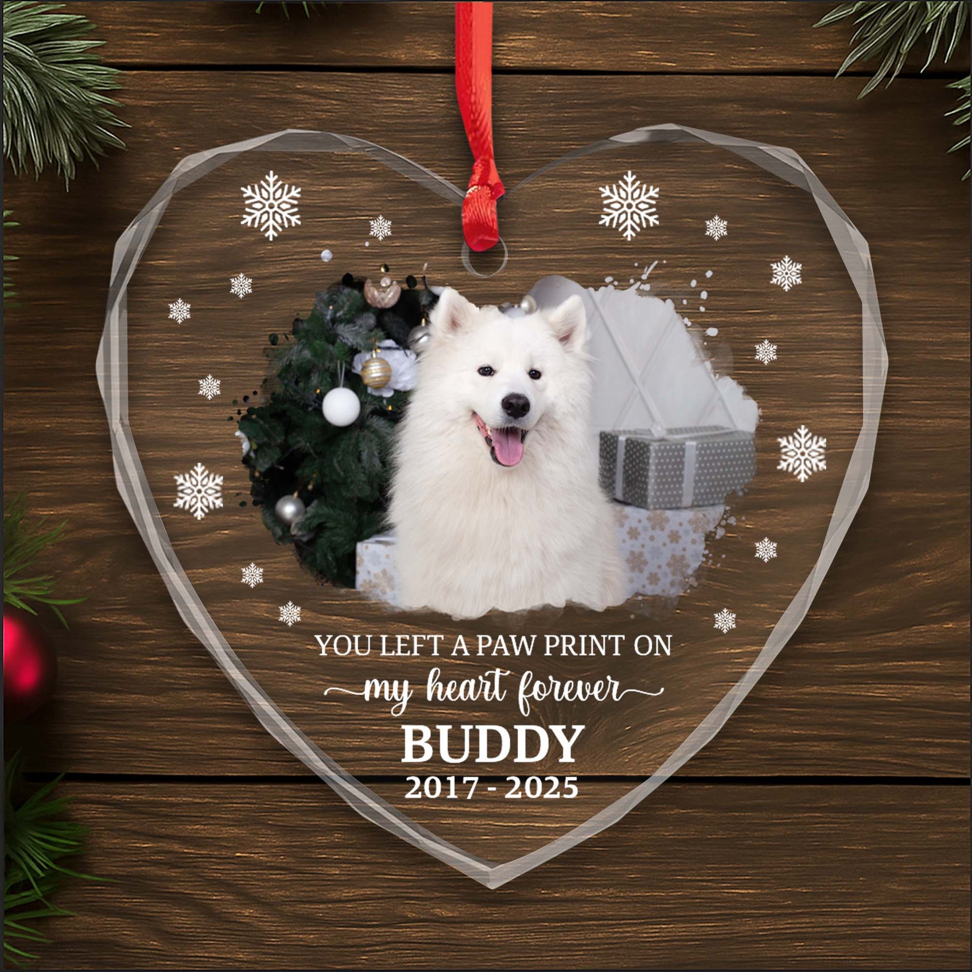 You Left A Paw Print On My Heart Forever, Dog And Snowflakes