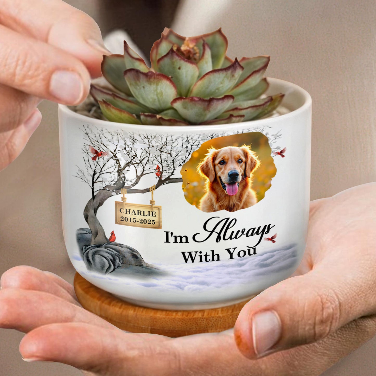I'm Always With You, Golden Retriever and Cardinal Birds