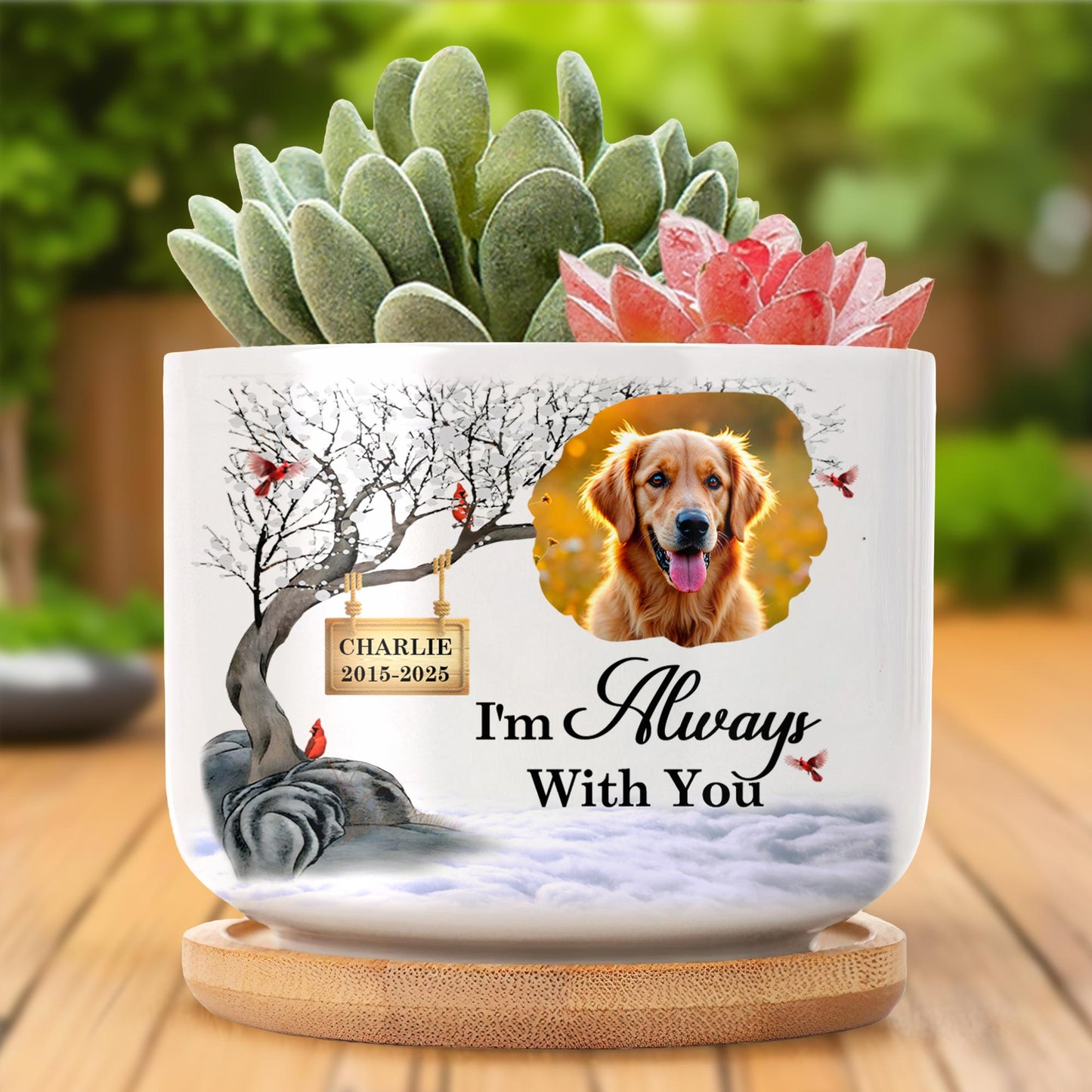 I'm Always With You, Golden Retriever and Cardinal Birds