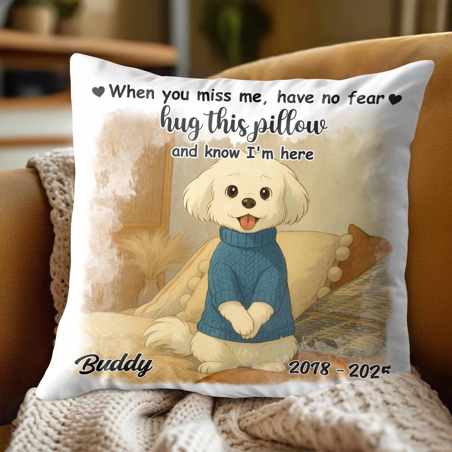 When You Miss Me Hug This Pillow Dog Design