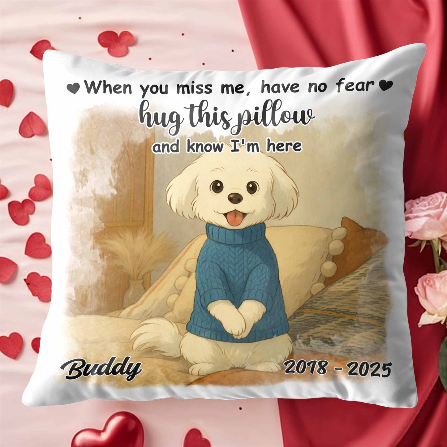When You Miss Me Hug This Pillow Dog Design