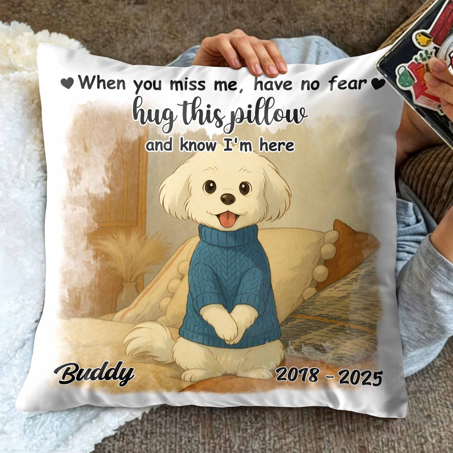 When You Miss Me Hug This Pillow Dog Design