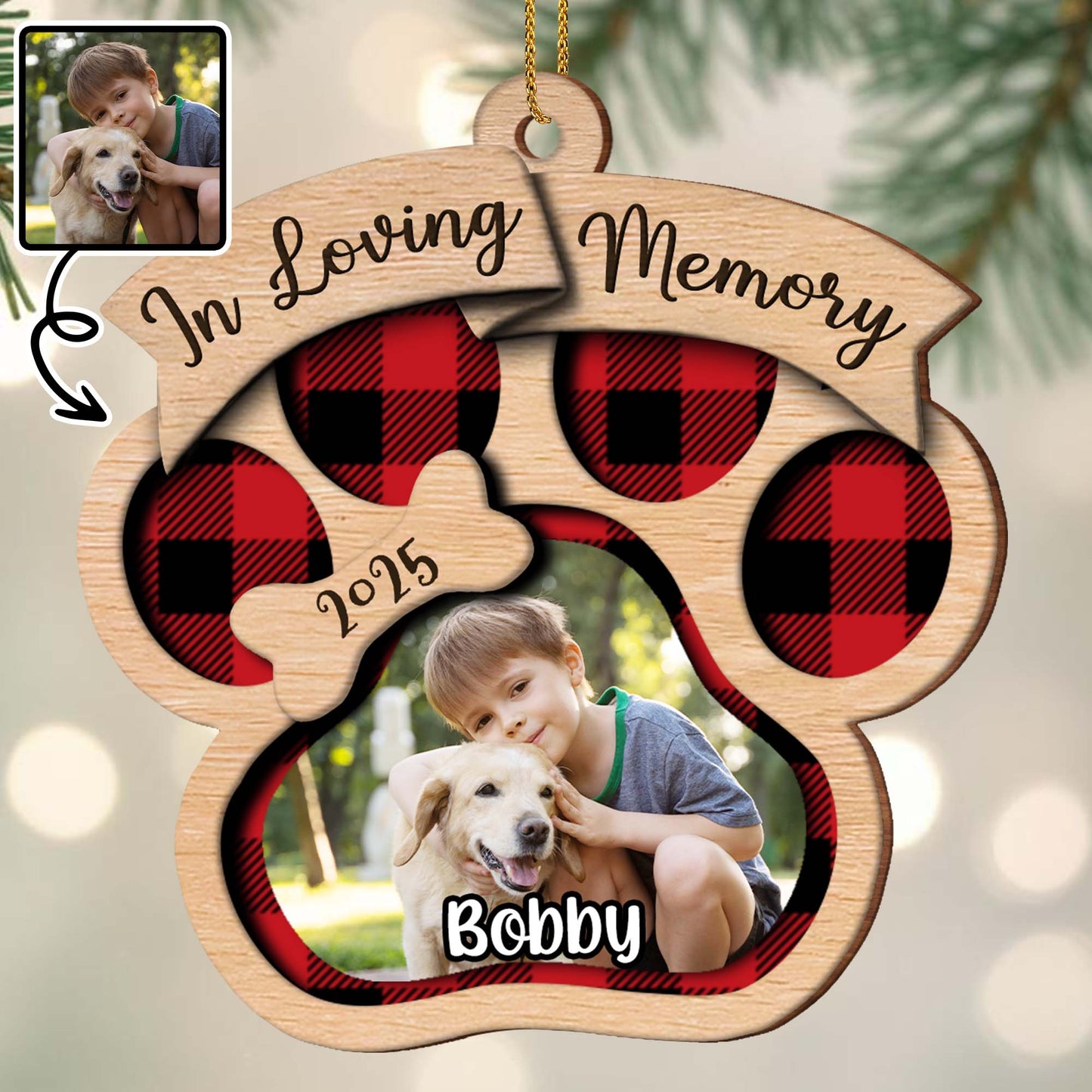 In Loving Memory, Paw Prints And Plaid Pattern