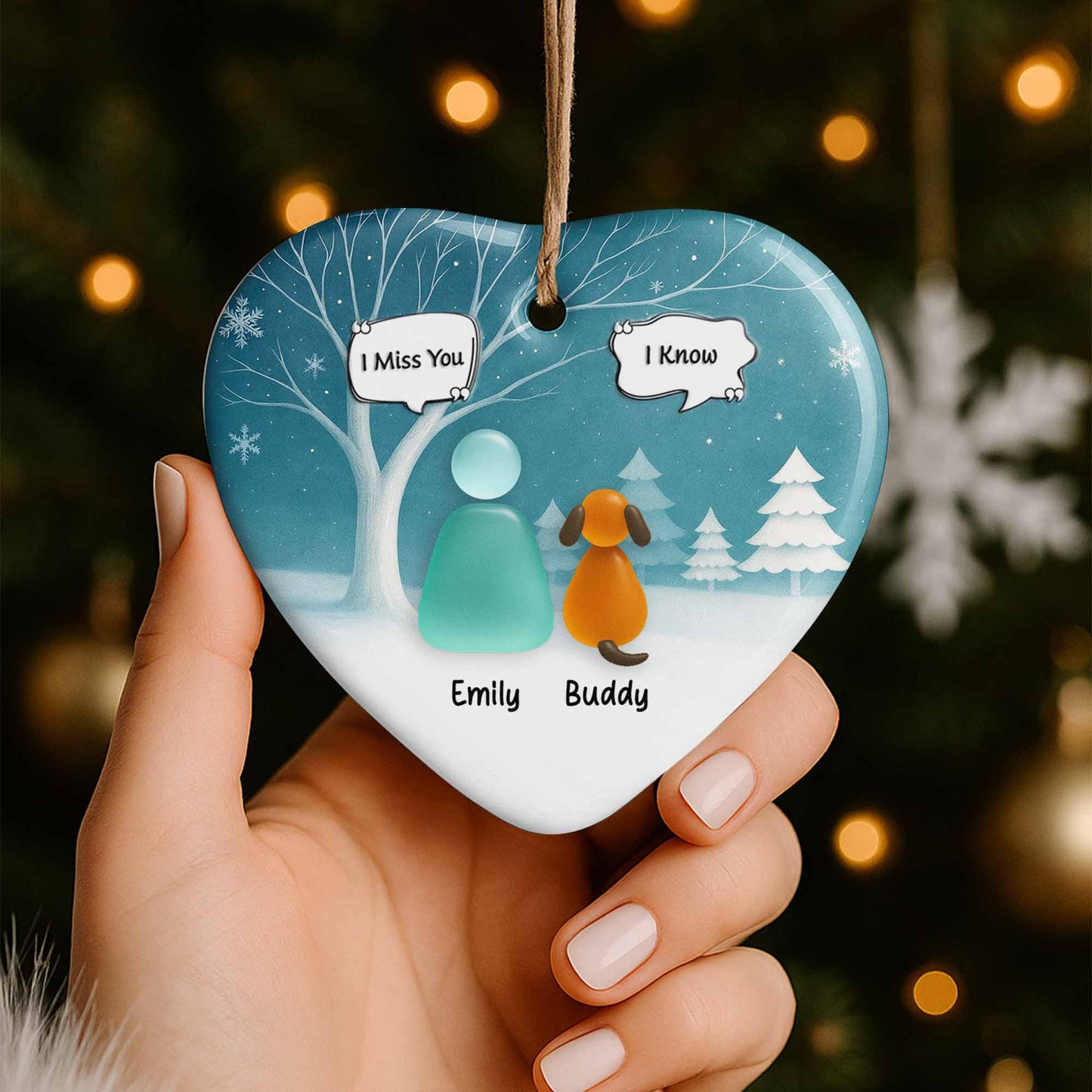 I Miss You I Know With Snowy Trees And Dog