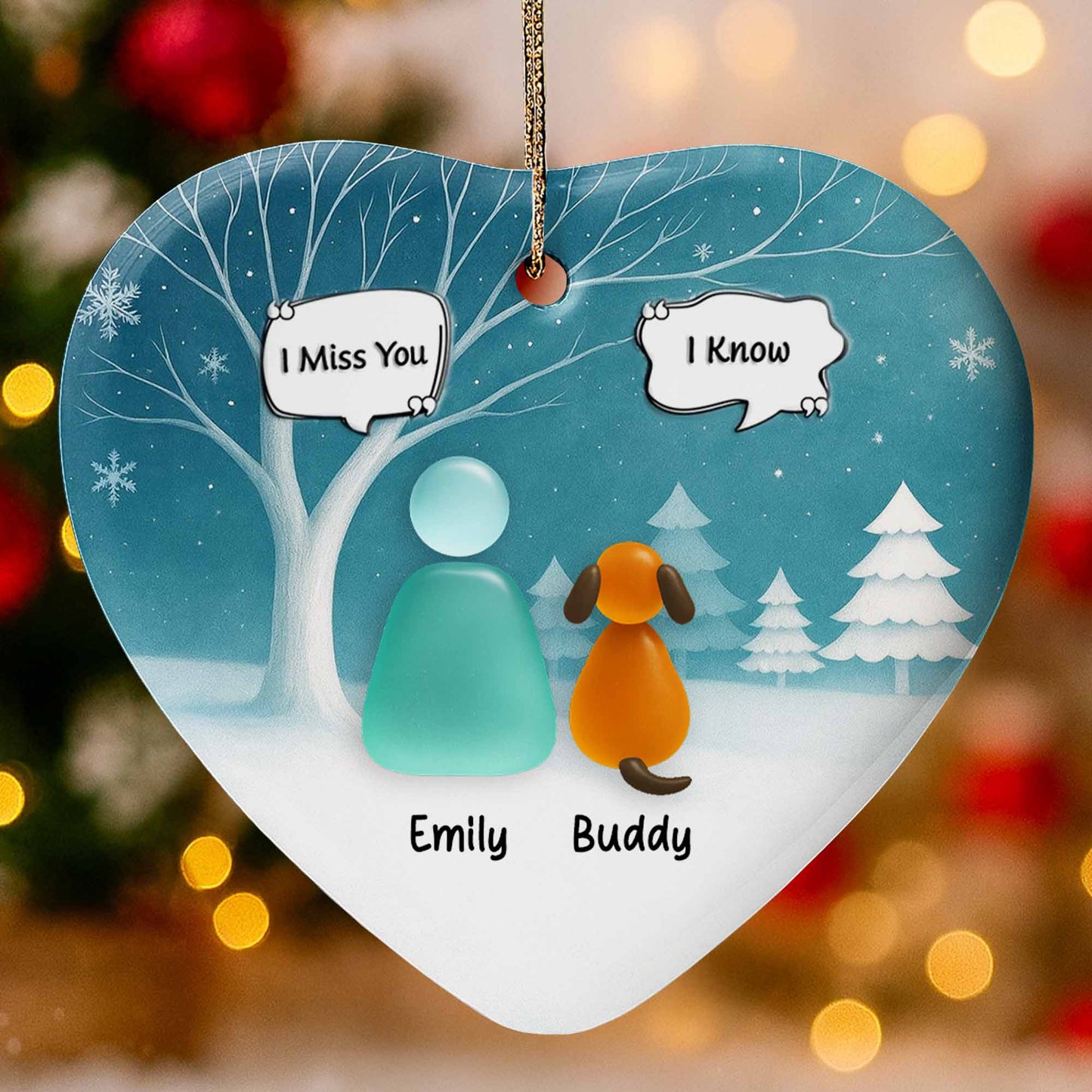 I Miss You I Know With Snowy Trees And Dog