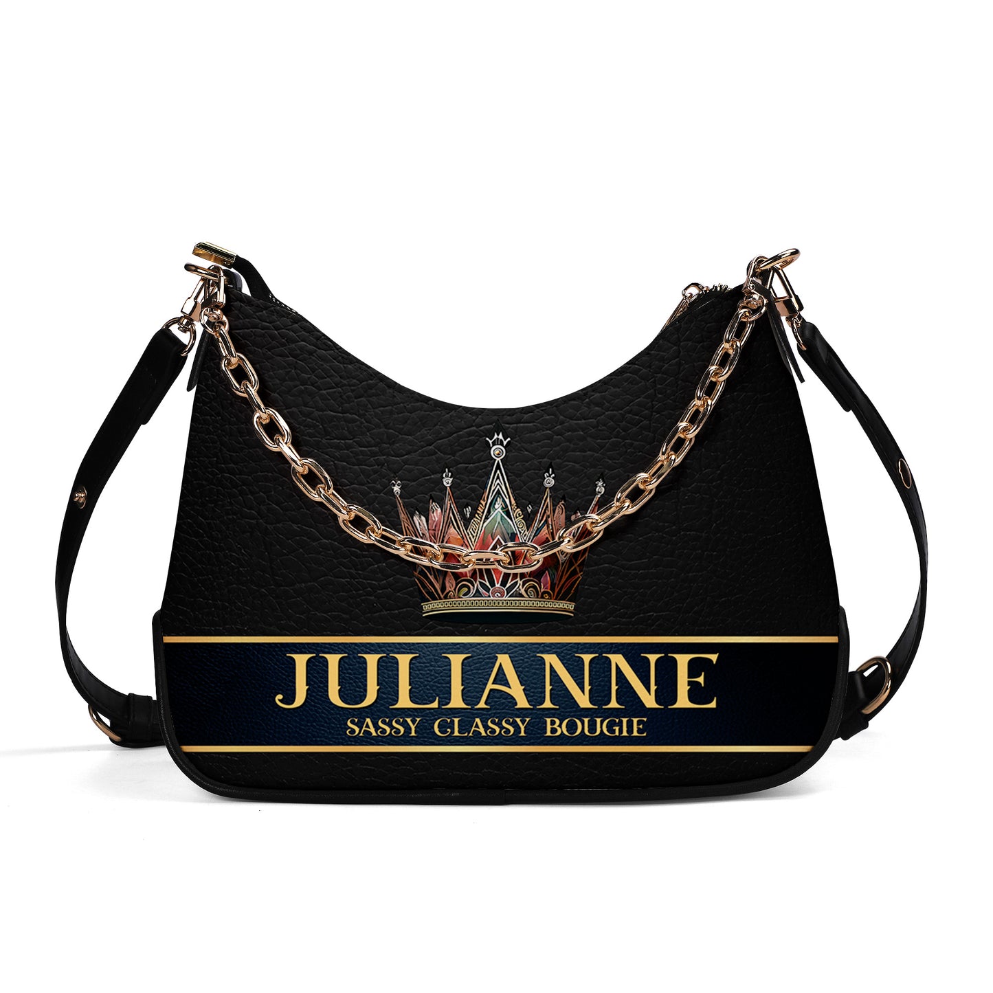 Queen Black - Sac à main bandoulière personnalisé avec chaîne - Q02BCH